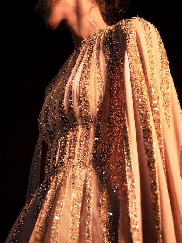 Round Neck Lace Sequins Maxi Dress