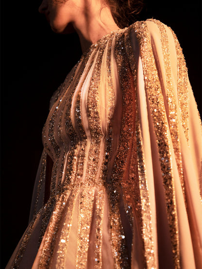 Round Neck Lace Sequins Maxi Dress