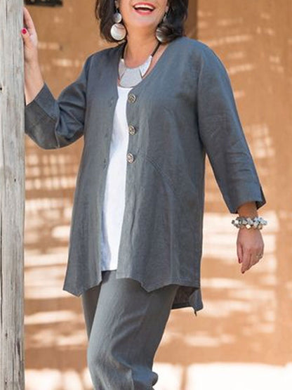 Loose Cotton Shirt Women's Suit