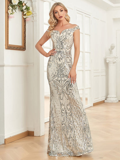 loveedsTM- Elegant V Neck Light Silver Sequin Evening Dress Women Sleeveless Party Maxi Dress Long Luxury Prom Gown Dresses