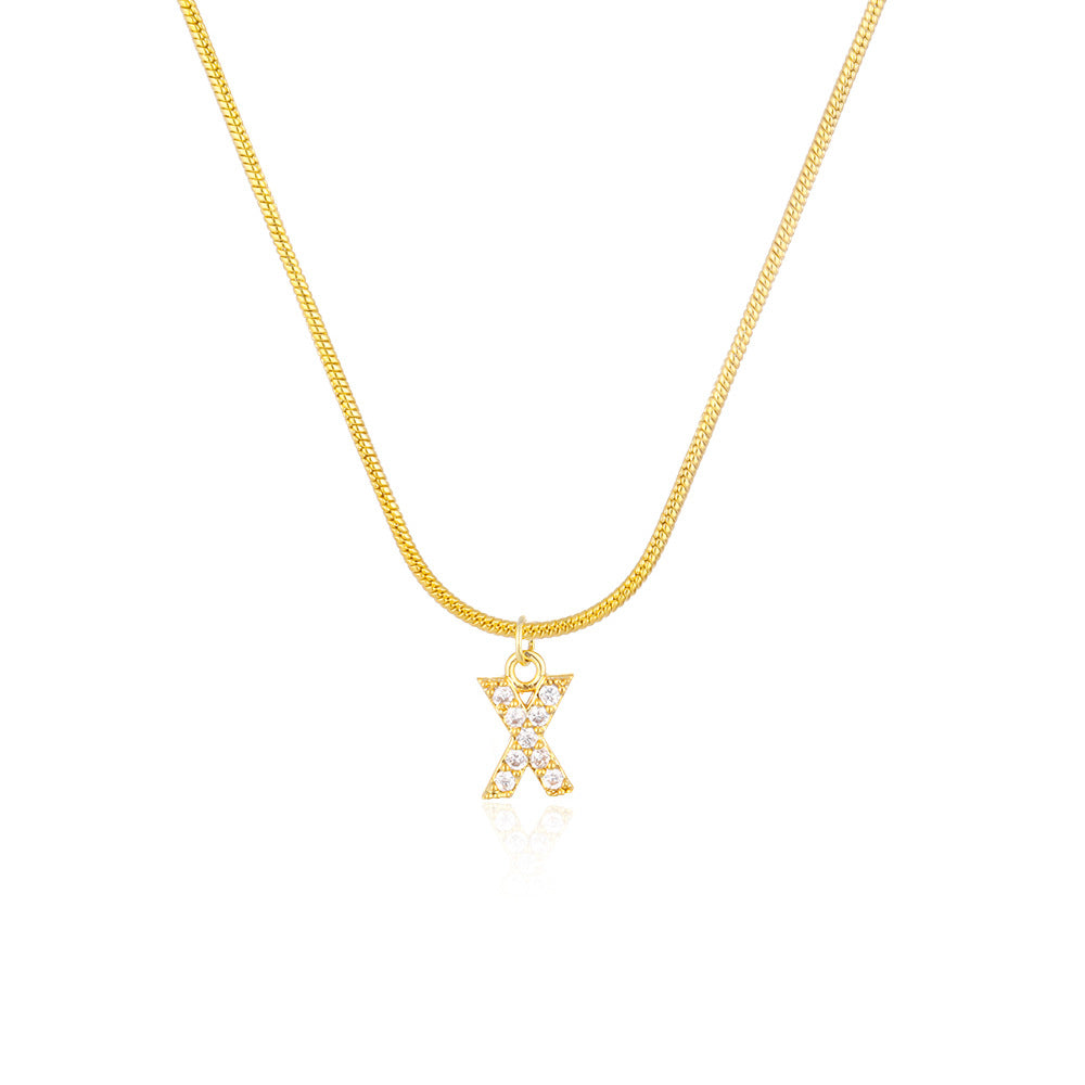English alphabet round snake chain clavicle chain