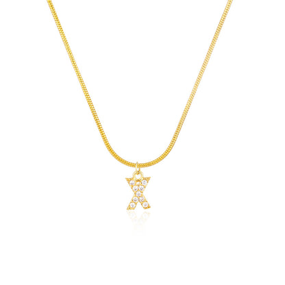 English alphabet round snake chain clavicle chain