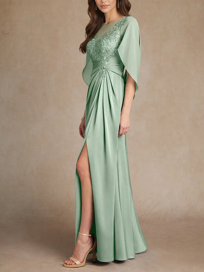 Agave A-Line Lace Stretch Satin Dress