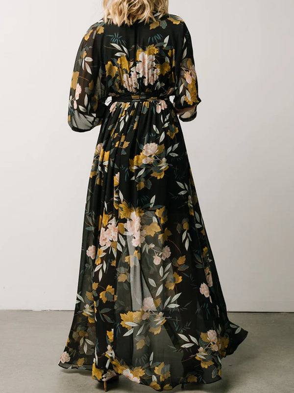 Temperament Printed Lace-upWomen's Dress