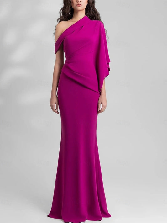 Off-shoulder Solid Color Maxi Dress