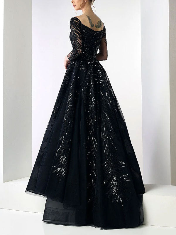 Square Neck Embellished Elegant Swing Women's Dress