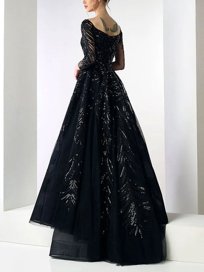 Square Neck Embellished Elegant Swing Women's Dress