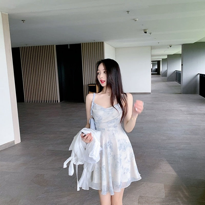 loveedsTM-Summer Party Midi Elegant Dress Women Strap Sexy Design High Wasit Vintage Casual Dress Sleeveless Chiffon Sweet Dress