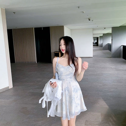 loveedsTM-Summer Party Midi Elegant Dress Women Strap Sexy Design High Wasit Vintage Casual Dress Sleeveless Chiffon Sweet Dress