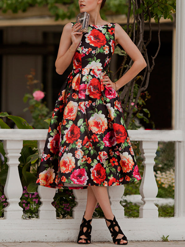 Elegant Floral Resort Midi Dress