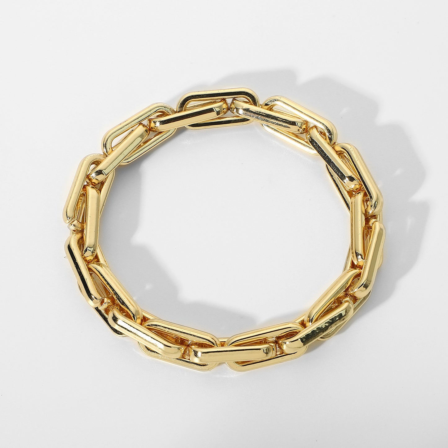 Interlocking thick elastic chain bracelet