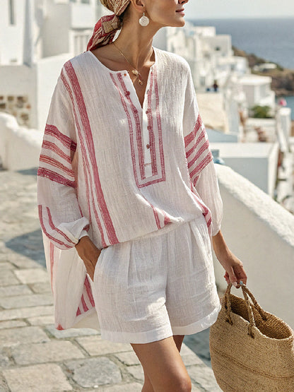 Linen And Cotton Beach Shorts Women's Suit