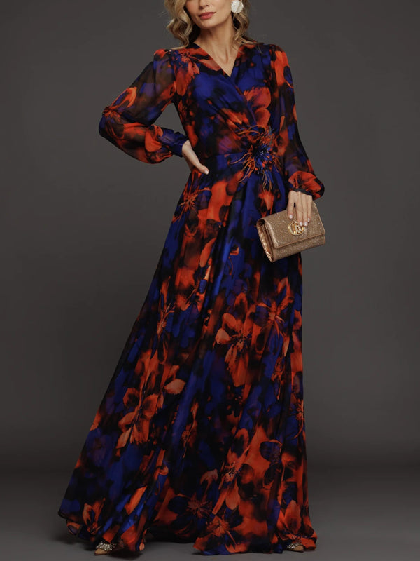 Temperament Floral Elegant Chiffon Ladies Dress