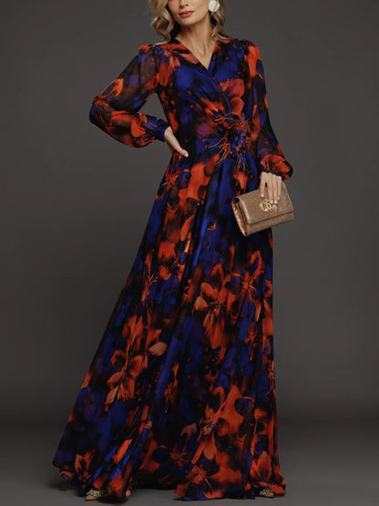 Temperament Floral Elegant Chiffon Ladies Dress