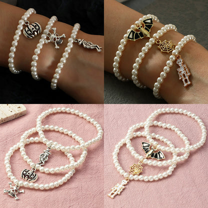 Halloween alloy pearl bracelet