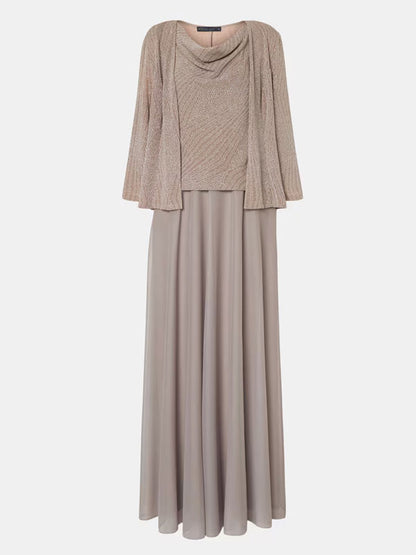 Vestido Comprido com Corpo de Glitter