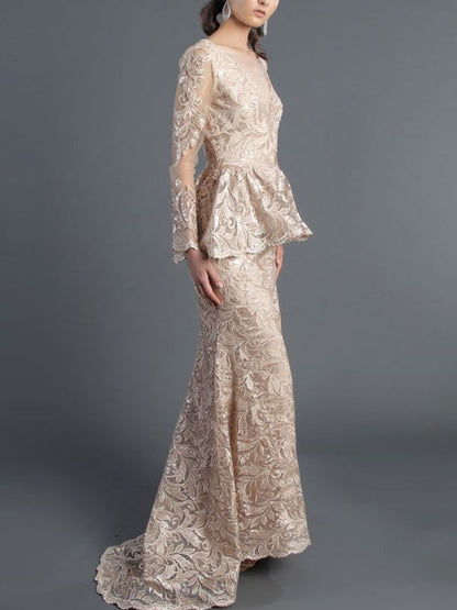 Elegant Slim Fit Hip Ruffles Gown