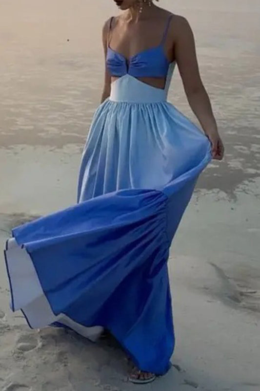 loveedsTM-Sexy Gradient Fold V Neck Sling Dresses