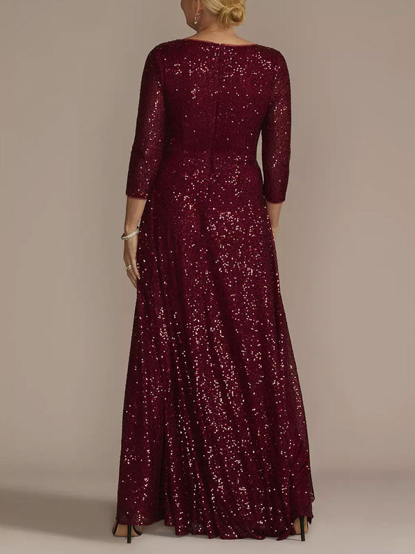 Allover Sequin A-Line Gown