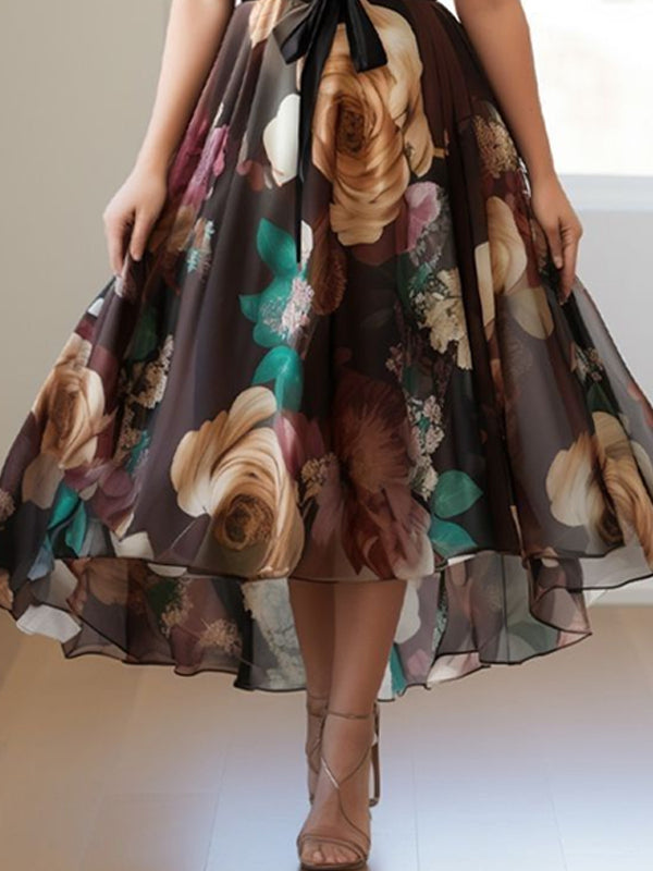 Chiffon Temperament Floral Party Ladies Dress