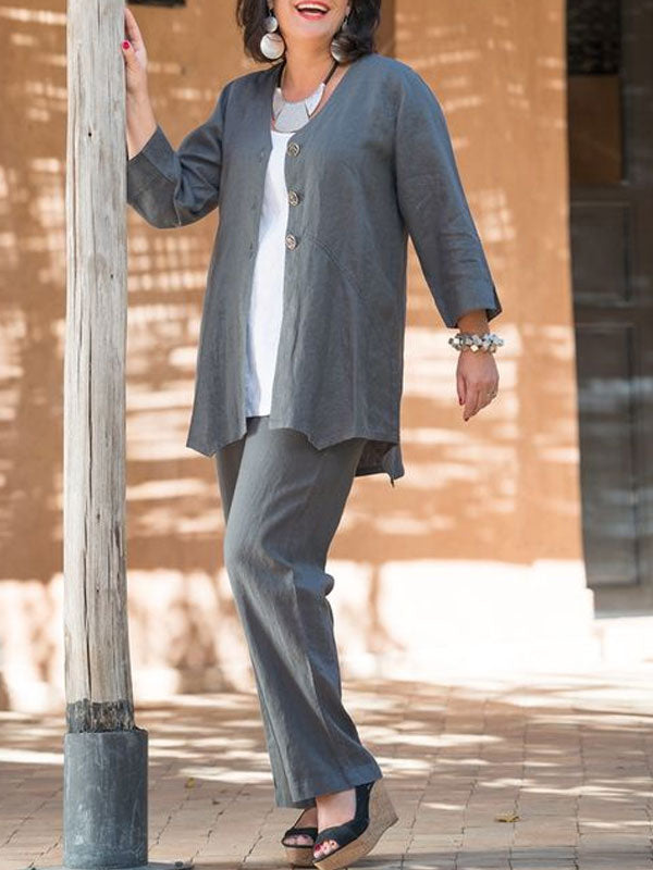 Loose Cotton Shirt Women's Suit