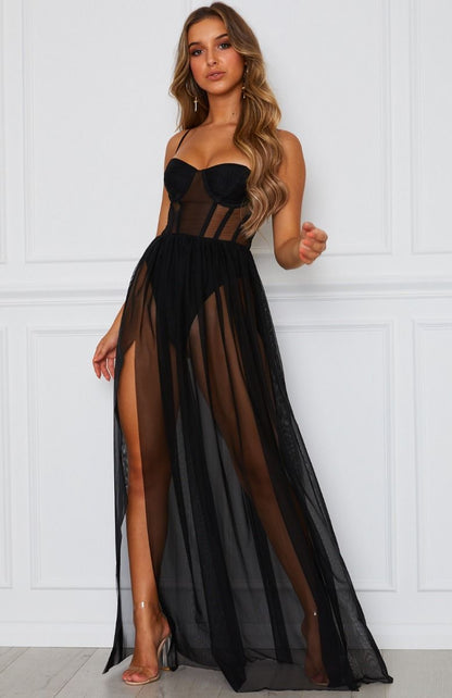 loveedsTM-Bohemian Vintage Sheer Long Dresses Summer Beach Party Party Long Dresses