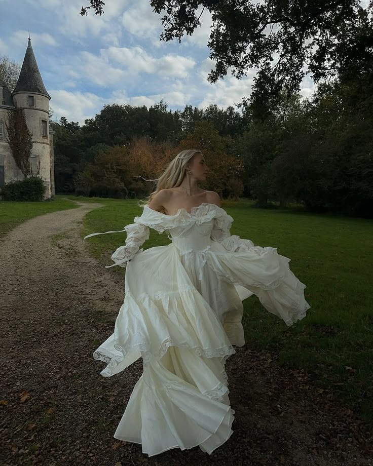 Princess A Line Long Sleeve Tiered Ivory Satin Long Party Dress Evening Dress SH2860