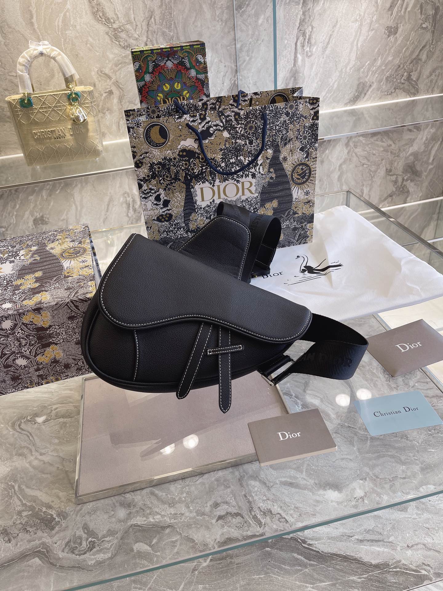 Dior Saddle Bag Black Grained Calfskin