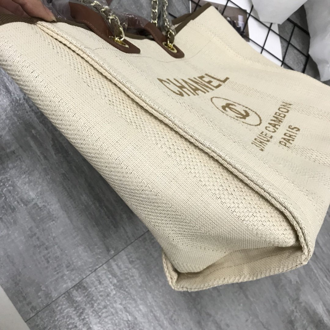 Chanel Deauville Small Straw Raffia Striped