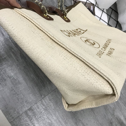 Chanel Deauville Small Straw Raffia Striped