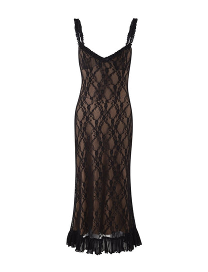 loveedsTM-Elegant lace mesh patchwork suspender dress
