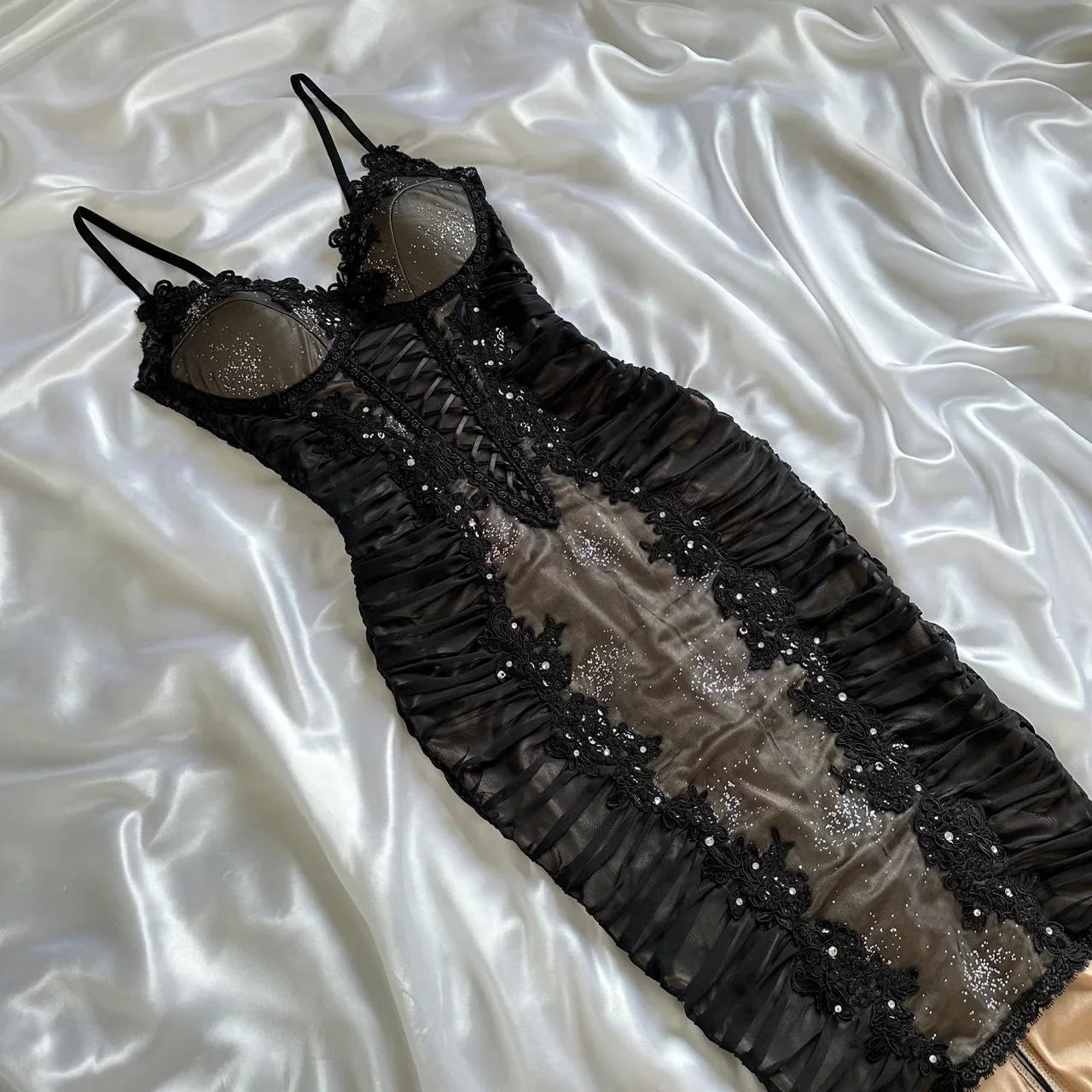 Black Brown Shiny Exquisite Elegant Beaded Lace Long Corset Ball Gown,Evening Dress,Party Dress gh3515