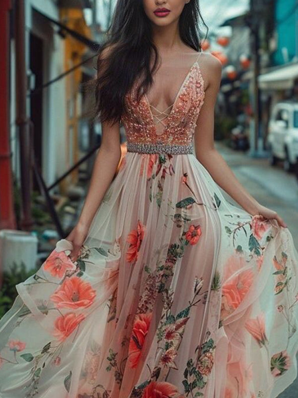 Sexy Tulle Temperament Applique Women's Dress