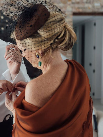 Off-shoulder Solid Color Elegant Wedding Guest Dress