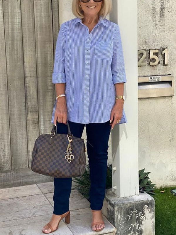 Casual Daily Striped Temperament Casual Ladies Shirt