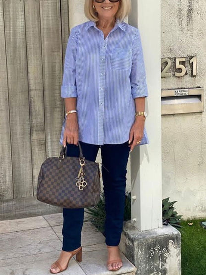 Casual Daily Striped Temperament Casual Ladies Shirt