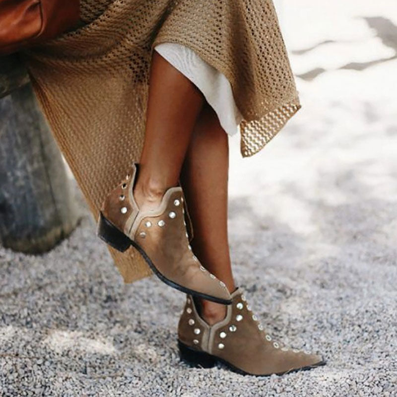Pointed Toe Rivet Personalized Women's Short Boots
