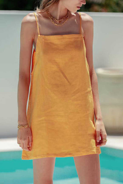 loveedsTM- Minimalism Linen Slip Mini Dress