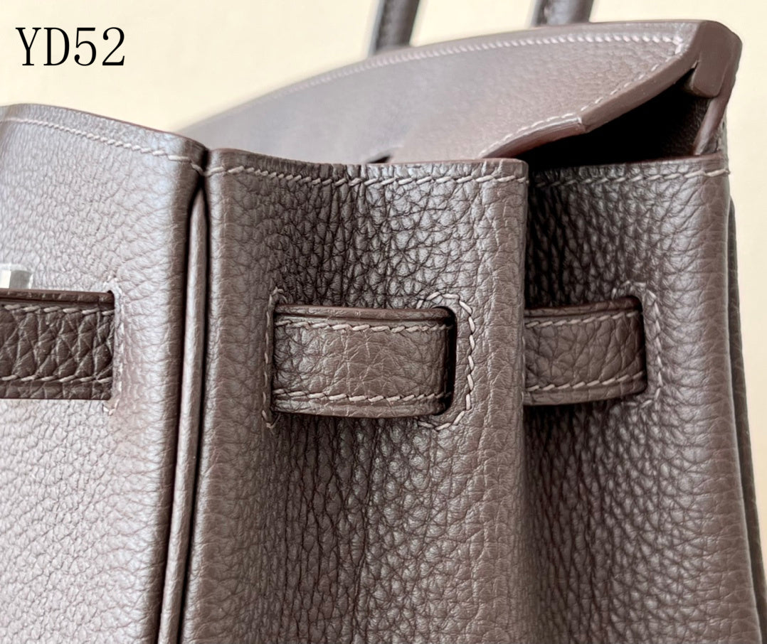 H BIRKIN 25 TOGO BROWN SILVER HARDWARE 25CM