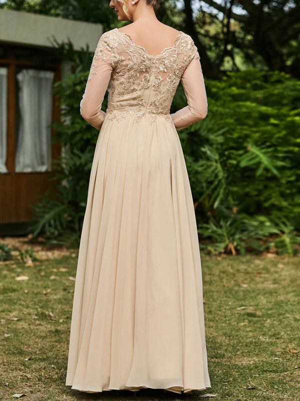 V-neck Lace Solid Color Maxi Dress