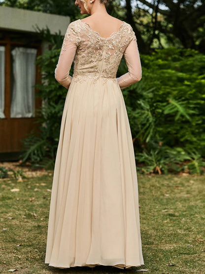 V-neck Lace Solid Color Maxi Dress