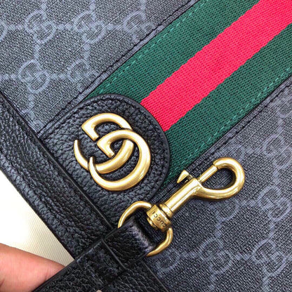 GUCCI Monogram Web Ophidia Pouch Brown