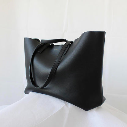 Saint Laurent Black Leather Shopper Tote