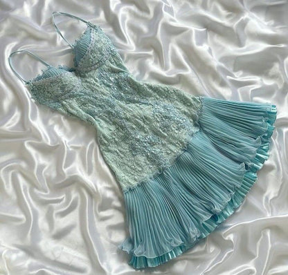 Barbie Raquel A Line Spaghetti Straps Green Lace Short Outfit Homecoming Dress SH1808