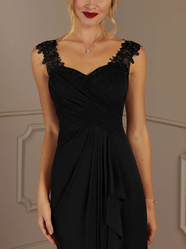 A-Line Sweetheart Neckline Pleated Mesh Floor-Length Dress