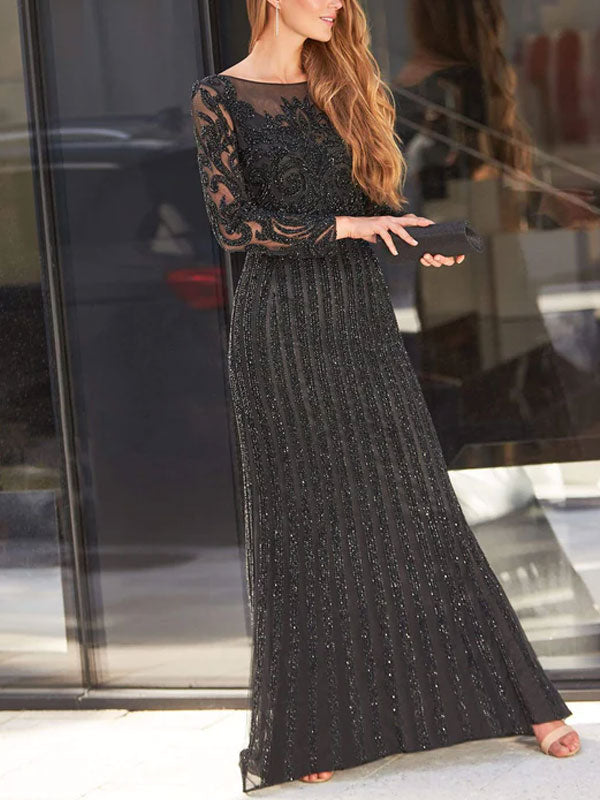 Gold thread beaded lace elegant wedding ladies dress