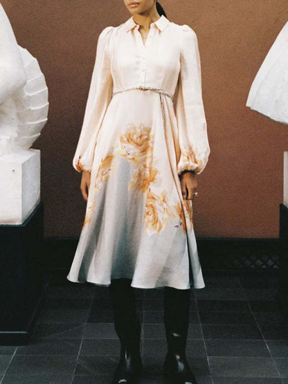 Elegant Chiffon Printed Temperament Women's Dress