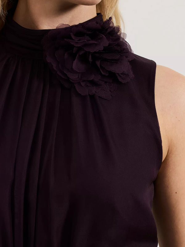 Gradient Pleated Chiffon Sleeveless Women's Dress