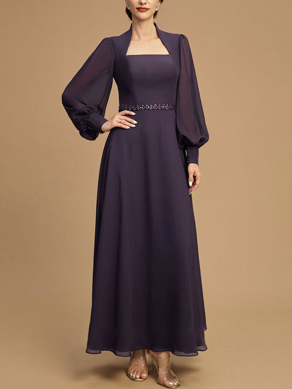 Ankle-Length Chiffon Mother of the Bride Dress With Beading Sequins