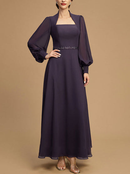 Ankle-Length Chiffon Mother of the Bride Dress With Beading Sequins